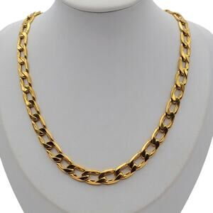 Gold Plated Curb Chain Necklace Heavy Link Statement Chunky Classic Retro 1990s